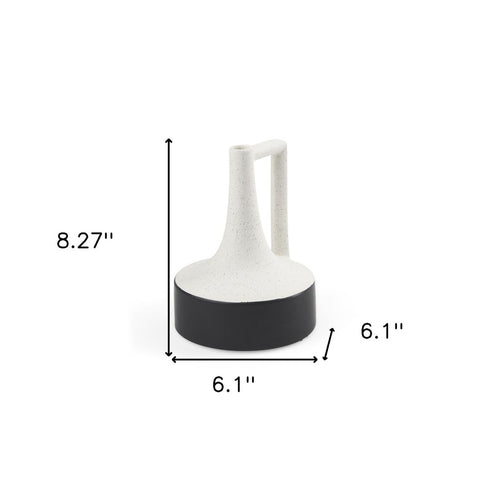 8" Black And White Ombre Ceramic Jug Vase