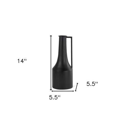 14" Black Metal Jug Vase