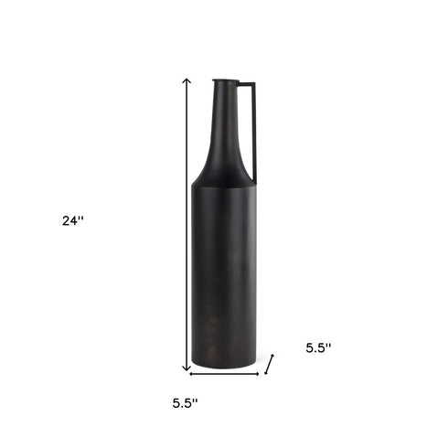 24" Black Metal Jug Vase