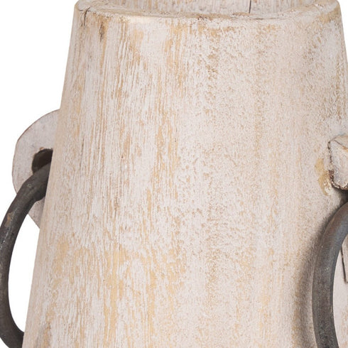 7" Light Brown Solid Wood Cylinder Jug Vase