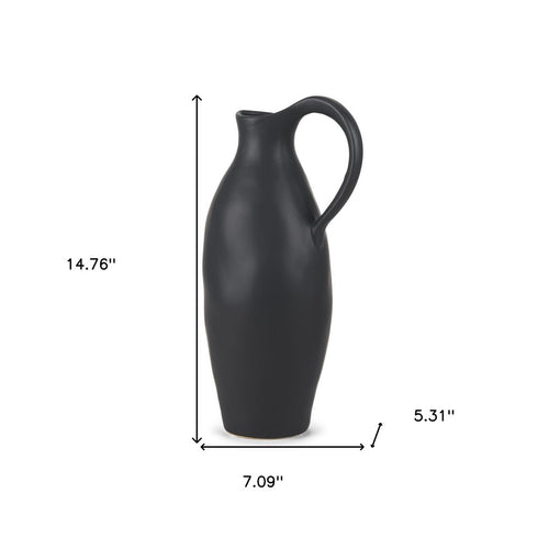 15" Black Ceramic Bud Jug Vase