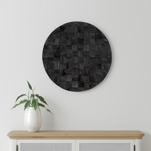 Into the Abyss II 24" X 24" Dark Brown Geometric Wood Circle Hanging Dimensional Sculpture