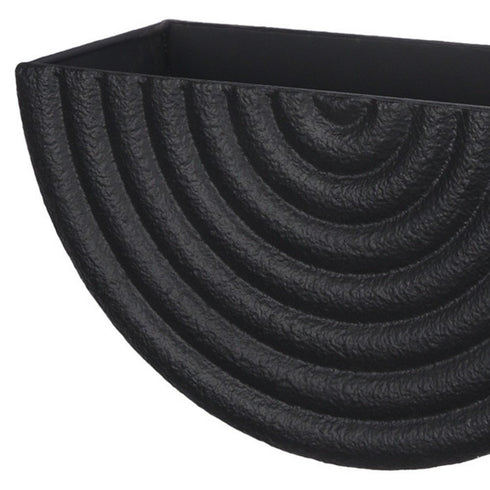 Set of Two Black Metal Geometric Half Moon Wall Planters