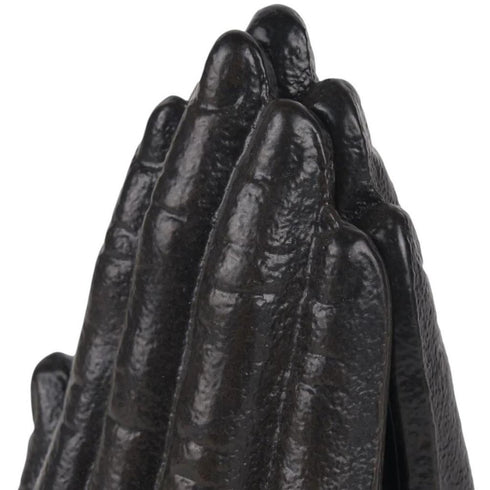 Set of Two Antiqued Bronze Cast Iron Praying Hands Decorative Bookends