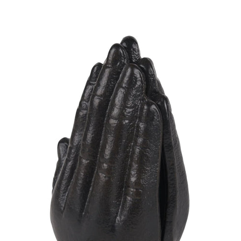 Set of Two Antiqued Bronze Cast Iron Praying Hands Decorative Bookends