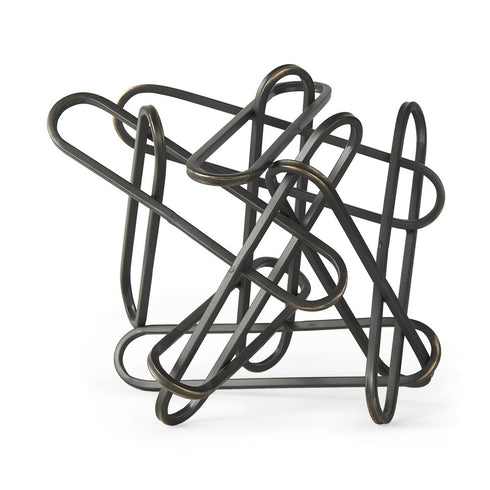 12" Black Metal Abstract Tabletop Sculpture