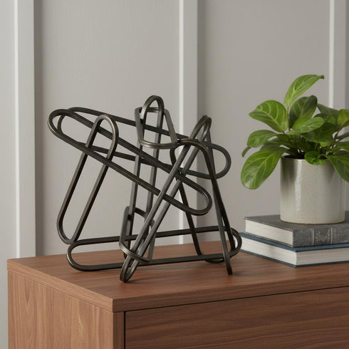 12" Black Metal Abstract Tabletop Sculpture