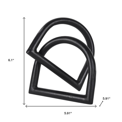 6" Black Iron Modern Abstract Tabletop Sculpture