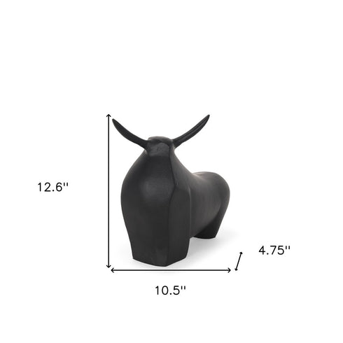 11" Black Aluminum Bull Tabletop Sculpture