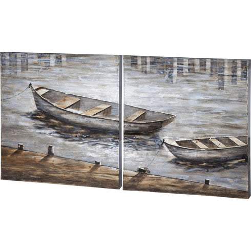 Set Of Two Creekside Diptych Hand Painted Unframed Wall Art