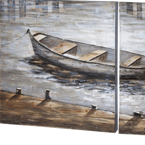 Set Of Two Creekside Diptych Hand Painted Unframed Wall Art
