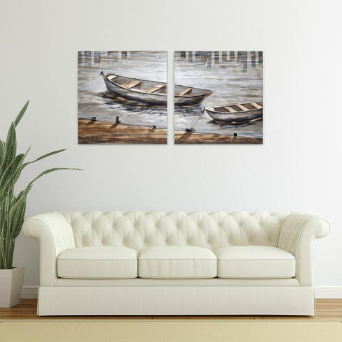 Set Of Two Creekside Diptych Hand Painted Unframed Wall Art