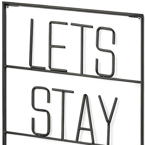 16" X 20" Black Let's Stay Home Metal Wall Decor