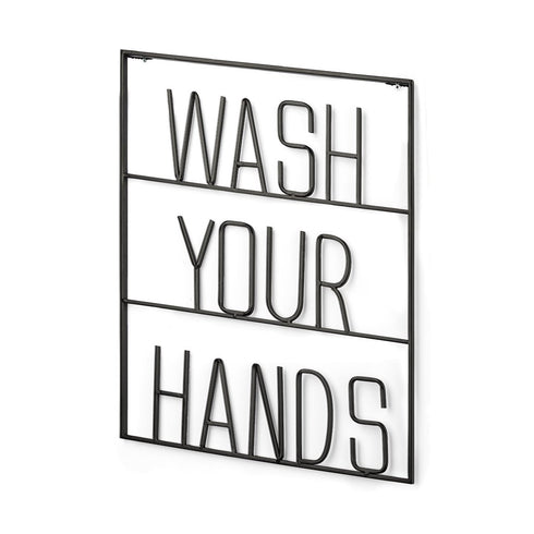20" X 17" Black Wash Your Hands Metal Wall Decor