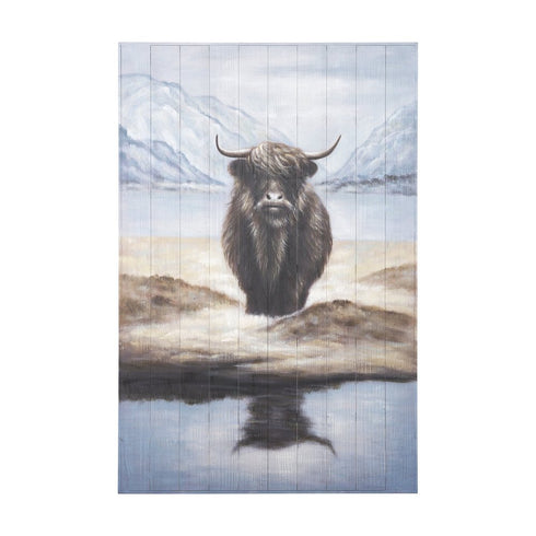 Wild Ox Hand Painted Distressed Unframed Wall Art