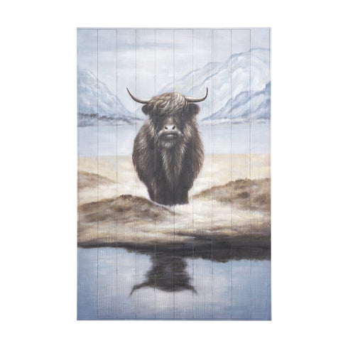 Wild Ox Hand Painted Distressed Unframed Wall Art