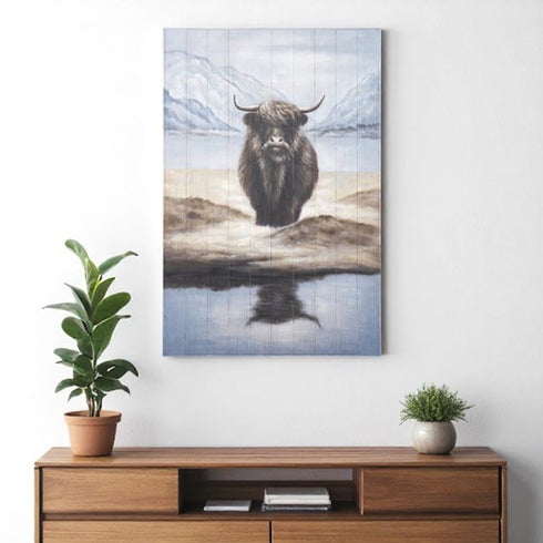 Wild Ox Hand Painted Distressed Unframed Wall Art