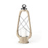 25" Brown Distressed Abstract Solid Wood And Metal Tabletop Lantern Candle Holder