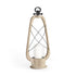 25" Brown Distressed Abstract Solid Wood And Metal Tabletop Lantern Candle Holder