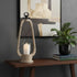 25" Brown Distressed Abstract Solid Wood And Metal Tabletop Lantern Candle Holder