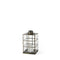15" Gold Distressed Geometric Metal And Glass Tabletop Lantern Candle Holder