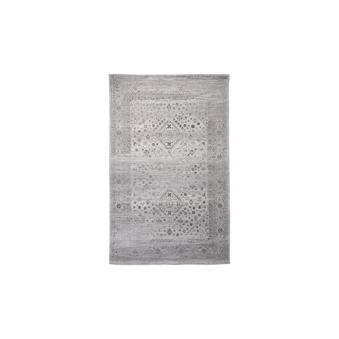 5' X 8' Black And Gray Medallion Hand Woven Distressed Area Rug