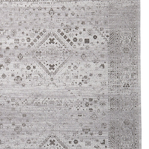 5' X 8' Black And Gray Medallion Hand Woven Distressed Area Rug
