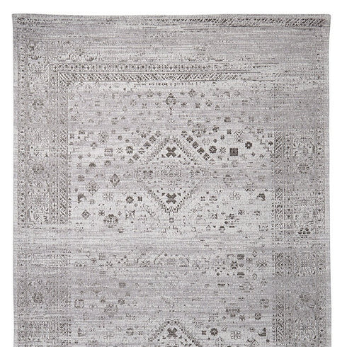 5' X 8' Black And Gray Medallion Hand Woven Distressed Area Rug