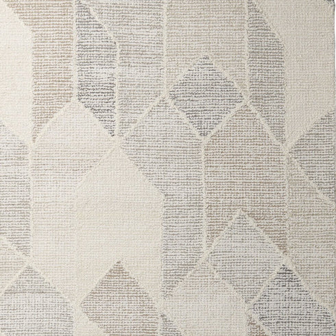 9' X 12' Beige Gray And Ivory Wool Geometric Hand Woven Area Rug
