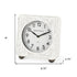9" White Iron Square Table Clock