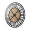 42" Black And Natural Iron And Wood Analog Round Wall Clock