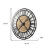 42" Black And Natural Iron And Wood Analog Round Wall Clock