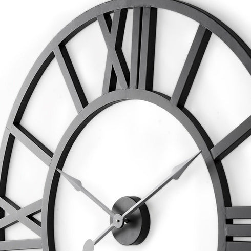 30" Black Iron Analog Round Wall Clock