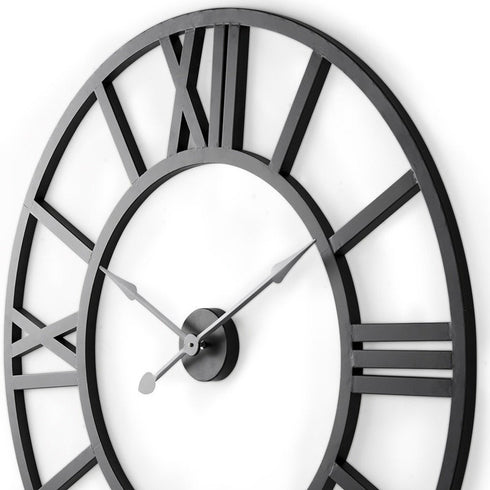 30" Black Iron Analog Round Wall Clock