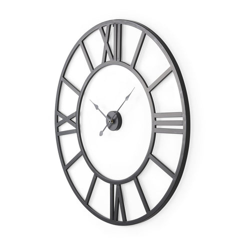 42" Black Iron Analog Round Wall Clock