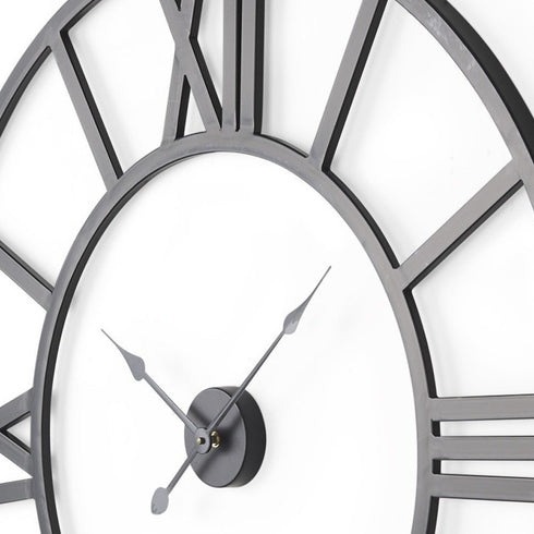 42" Black Iron Analog Round Wall Clock