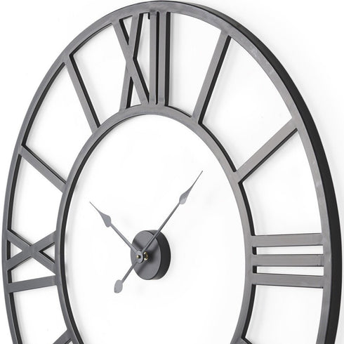 42" Black Iron Analog Round Wall Clock