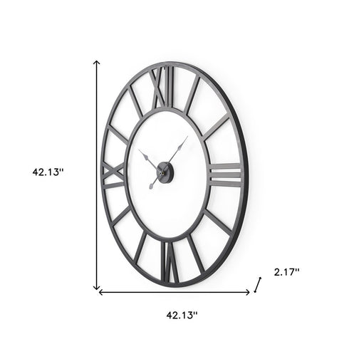 42" Black Iron Analog Round Wall Clock