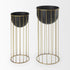 Set of Two Black Metal 20 Ounce Round Pot Planters