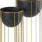 Set of Two Black Metal 20 Ounce Round Pot Planters