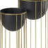 Set of Two Black Metal 20 Ounce Round Pot Planters