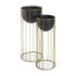 Set of Two Black Metal 20 Ounce Round Pot Planters