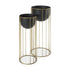 Set of Two Black Metal 20 Ounce Round Pot Planters