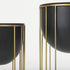 Set of Two Black Metal 20 Ounce Round Pot Planters