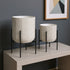 Set of Two Black Metal 20 Ounce Round Pot Planters