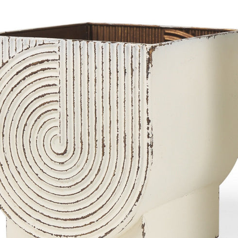 Set of Two White Metal 20 Ounce Rectangular Pot Planters