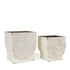 Set of Two White Metal 20 Ounce Rectangular Pot Planters