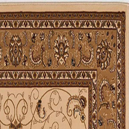 9' Tan And Brown Oriental Runner Rug