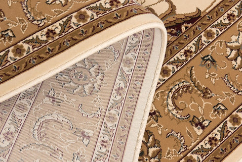 9' Tan And Brown Oriental Runner Rug