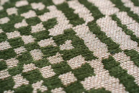 8' X 11' Green And Beige Geometric Berber Washable Area Rug With UV Protection